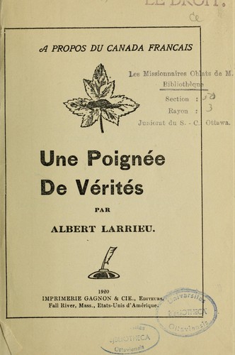 A propos du Canada français by Albert Larrieu cover