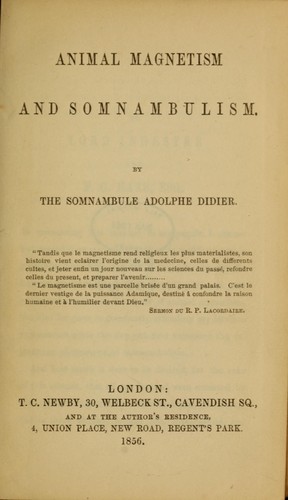 Animal magnetism and somnambulism