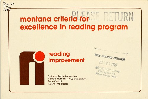 Montana criteria for excellence in reading program[s]