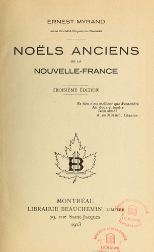 Noëls anciens de la Nouvelle-France by Myrand, Ernest cover