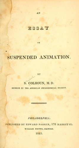 An essay on suspended animation by Samuel Colhoun cover