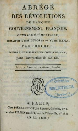 Abrégé des révolutions de l'ancien gouvernement français by Jacques Guillaume Thouret cover