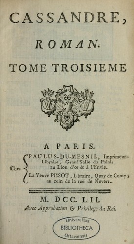 Cassandre by La Calprenède, Gaultier de Coste seigneur de cover