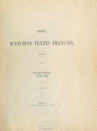 Choix d'anciens textes français