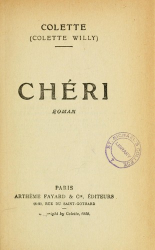 Chéri, roman by Colette cover