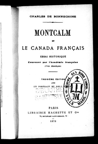 Montcalm et le Canada français by Charles de Bonnechose cover