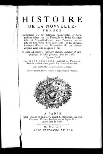 Histoire de la Nouvelle-France / par Marc Lescarbot.  Suivie des Muses de la Nouvelle-France by Marc Lescarbot cover