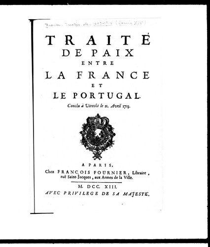 Traité de paix entre la France et le Portugal by France cover