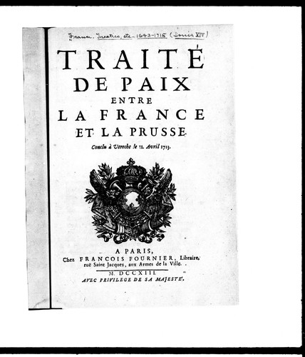 Traité de paix entre la France et la Prusse by France cover