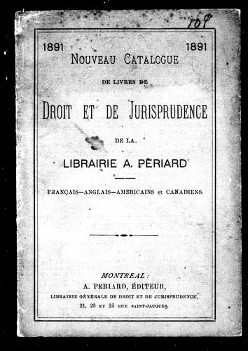 Nouveau catalogue de livres de droit et de jurisprudence de la librairie A. Périard by A. Périard (Firme) cover