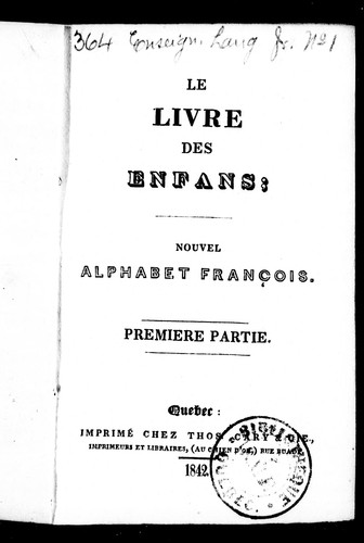 Le Livre des enfans by  cover
