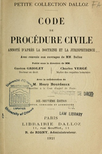 Code de procédure civile by France cover