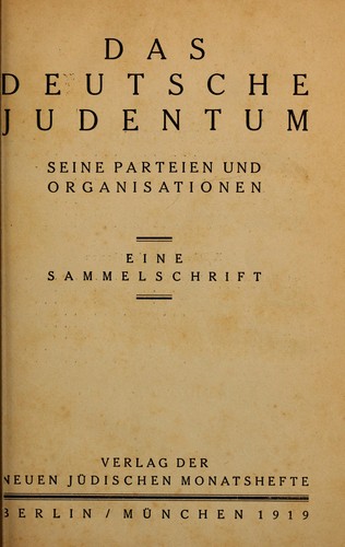Das Deutsche Judentum by Isak Unna cover