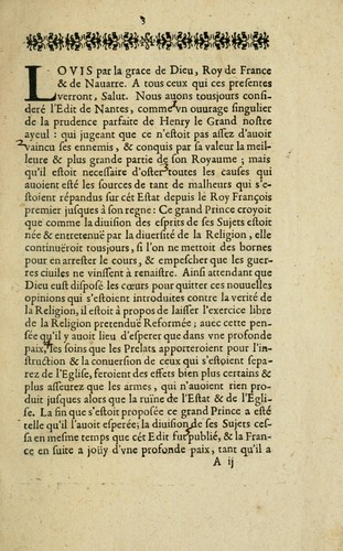 Declaration du Roy, portant que l'Edit de Nantes by France cover