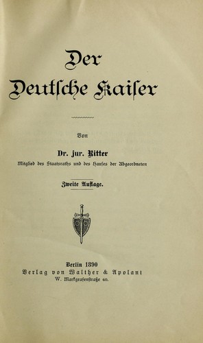 Der Deutsche Kaiser by Ritter cover