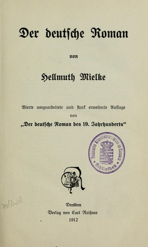 Der deutsche Roman by Hellmuth Mielke cover