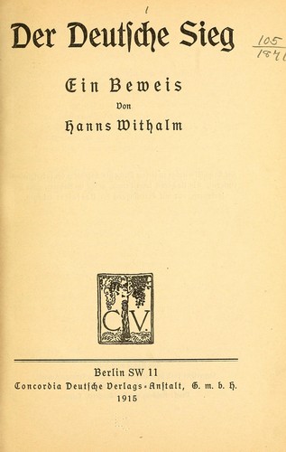 Der deutsche sieg by Hanns Withalm cover