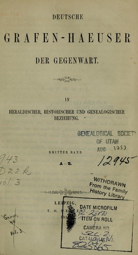 Deutsche Grafen-Haeuser der Gegenwart by Ernst Heinrich Kneschke cover
