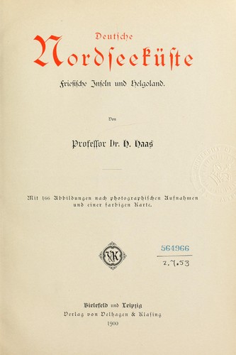 Deutsche Nordeseeküste, Friesiche Inseln und Helgoland by Hippolyt Julius Haas cover
