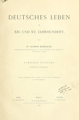 Deutsches Leben im XIV und XV Jahrhundert by Alwin Schultz cover
