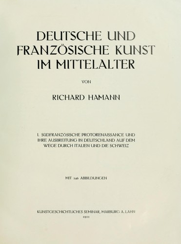 Deutsche und französische Kunst im Mittelalter by Richard Hamann cover