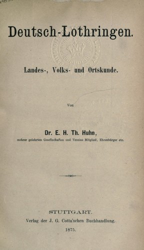 Deutsch-Lothringen by E.H. Th Huhn cover