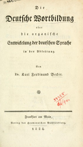 Die deutsche Wortbildung by Karl Ferdinand Becker cover