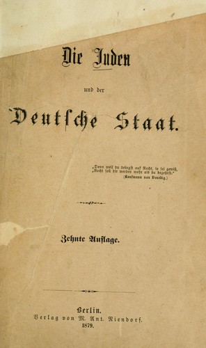 Die Juden und der Deutsche Staat by  cover