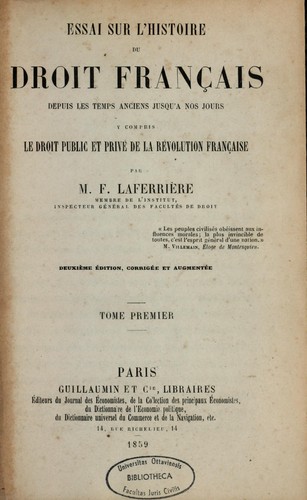 Essai sur l'histoire du droit français by Louis Firmin Julien Laferrière cover