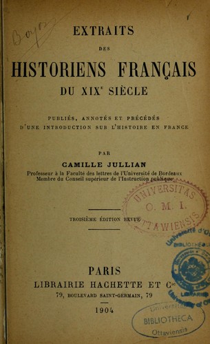 Extraits des historiens français du XIXe siècle by Camille Jullian cover