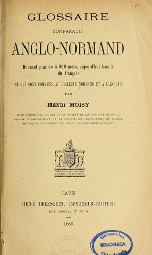 Glossaire comparatif anglo-normand
