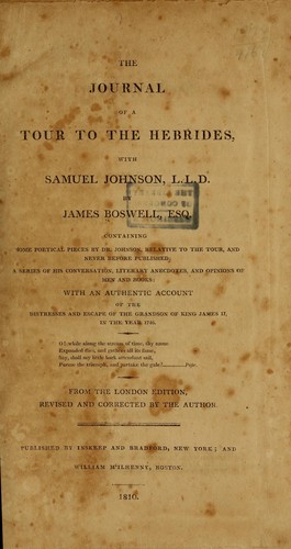 The Journal of a Tour to the Hebrides with Samuel Johnson, LL.D.