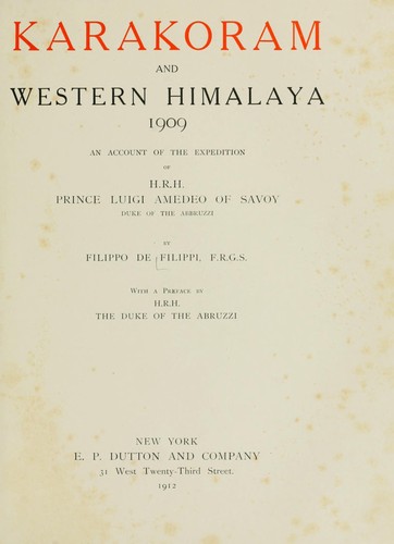 Karakoram and western Himalaya 1909