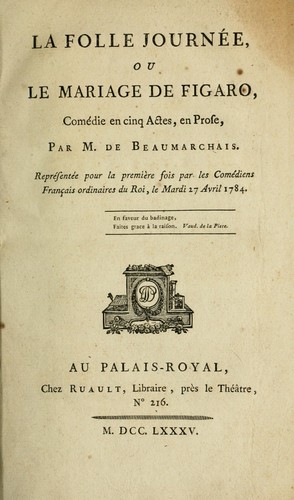 La folle journée by Pierre Augustin Caron de Beaumarchais cover