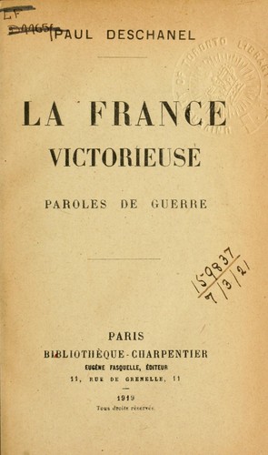 La France victorieuse, paroles de guerre by Paul Eugene Louis Deschanel cover