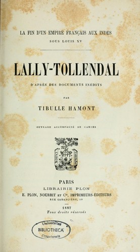 Lally-Tollendal by Tibulle Hamont cover