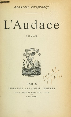 L'audace by Maxime Formont cover