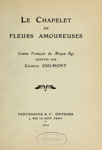 Le chapelet de fleurs amoureuses by Charles Oulmont cover