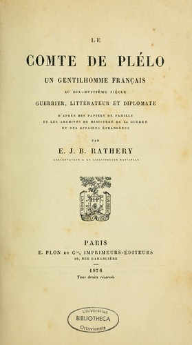 Le comte de Plélo by E. J. B. Rathéry cover