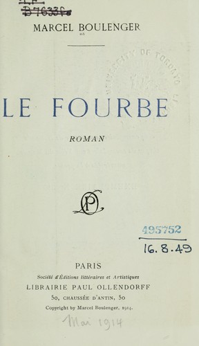 Le fourbe by Marcel Boulenger cover