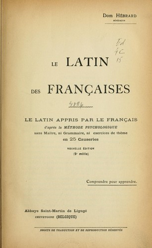 Le Latin des françaises by Léonard Hébrard cover