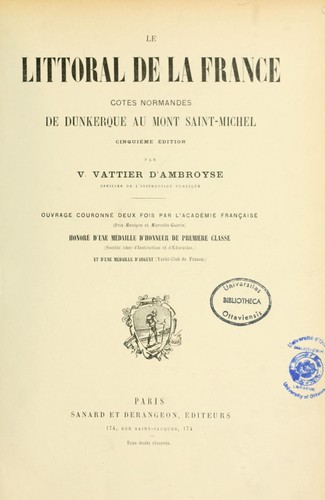 Le littoral de la France by V. Vattier d'Ambroyse cover