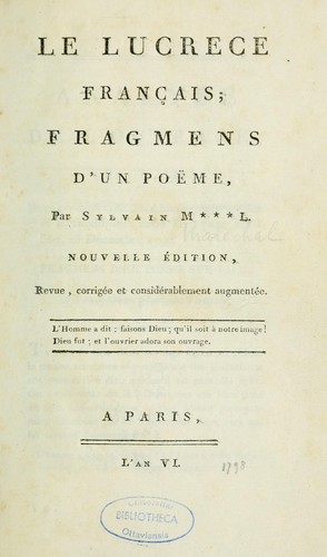 Le Lucrèse français by Sylvain Maréchal cover