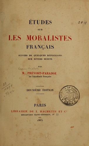 Études sur les moralistes français by Prévost-Paradol, Lucien Anatole Prévost called cover