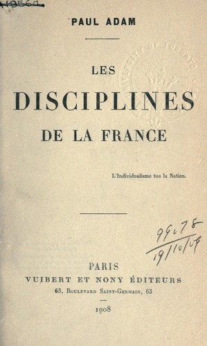 Les disciplines de la France by Paul Adam cover