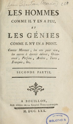 Les hommes comme il y en a peu, et les génies comme il y en a point by Louis-Sébastien Mercier cover