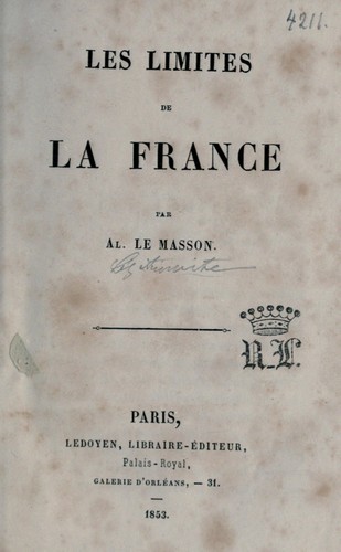 Les limites de la France by Alexandre Le Masson cover