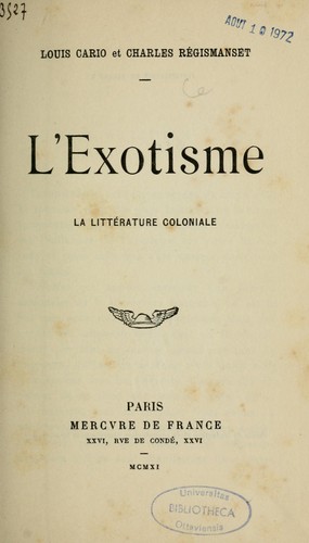 L'exotisme by Cario, Louis cover