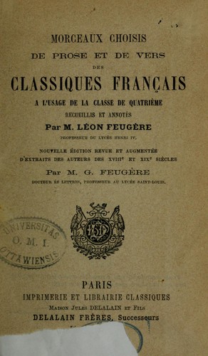 Morceaux choisis de prose et de vers des classiques français by Léon Jacques Feugère cover