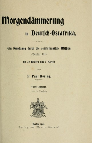 Morgendämmerung in Deutsch-Ostafrika by Paul Doring cover